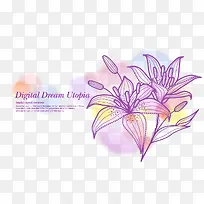 梦幻盛开的百合花矢量素材-空若网 梦幻盛开的百合花矢量素材-空若网