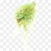 水彩画森林绿树红花-空若网 水彩画森林绿树红花-空若网