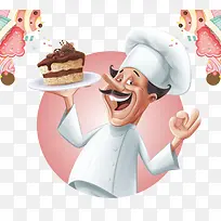 美食卡通手拿巧克力蛋糕的糕点师-空若网 美食卡通手拿巧克力蛋糕的糕点师-空若网