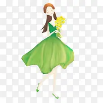 绿色卡通手绘小仙女-空若网 绿色卡通手绘小仙女-空若网