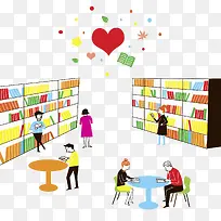 手绘书店学习的人物-空若网 手绘书店学习的人物-空若网