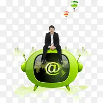 绿色电视上的男人-空若网 绿色电视上的男人-空若网