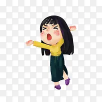 水彩手绘打哈欠的女孩-空若网 水彩手绘打哈欠的女孩-空若网