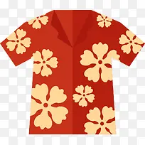 红色花衬衫矢量卡通风格-空若网 红色花衬衫矢量卡通风格-空若网