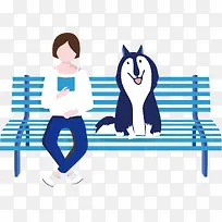 矢量图带二哈去散步-空若网 矢量图带二哈去散步-空若网