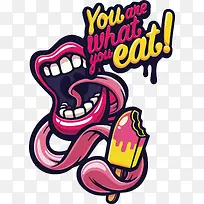 彩色英文嘴形涂鸦风格设计素材-空若网 彩色英文嘴形涂鸦风格设计素材-空若网