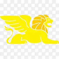 金黄色匍匐的卡通狮子-空若网 金黄色匍匐的卡通狮子-空若网