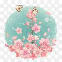 蓝色清新樱花插画-空若网 蓝色清新樱花插画-空若网