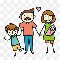 手绘有爱的一家人素材-空若网 手绘有爱的一家人素材-空若网
