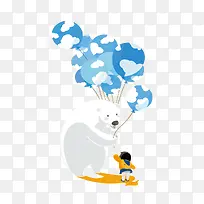 卡通手绘北极熊拿着热气球-空若网 卡通手绘北极熊拿着热气球-空若网
