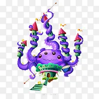 紫色城堡怪兽插画-空若网 紫色城堡怪兽插画-空若网