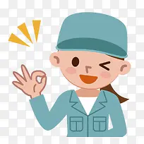 矢量比OK手势的工人-空若网 矢量比OK手势的工人-空若网