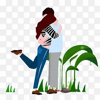 卡通手绘拥抱情侣-空若网 卡通手绘拥抱情侣-空若网