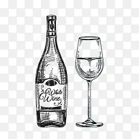 手绘酒瓶和酒杯-空若网 手绘酒瓶和酒杯-空若网