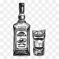 手绘酒瓶和酒杯-空若网 手绘酒瓶和酒杯-空若网