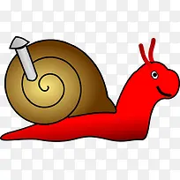 红色的长蘑菇的卡通小蜗牛-空若网 红色的长蘑菇的卡通小蜗牛-空若网
