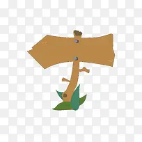 卡通绿叶和木质标牌-空若网 卡通绿叶和木质标牌-空若网