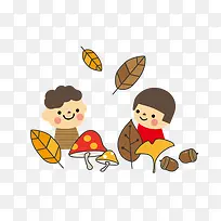 彩色娃娃和树叶-空若网 彩色娃娃和树叶-空若网