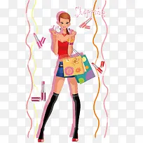 时尚购物女孩矢量-空若网 时尚购物女孩矢量-空若网