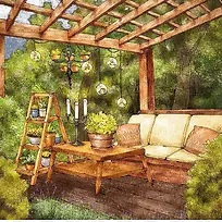 后花园水彩手绘-空若网 后花园水彩手绘-空若网