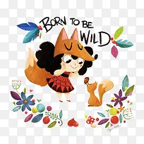 手绘可爱狐狸女孩-空若网 手绘可爱狐狸女孩-空若网