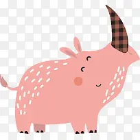 手绘粉色可爱犀牛-空若网 手绘粉色可爱犀牛-空若网