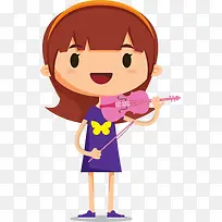 拉小提琴的女孩插画-空若网 拉小提琴的女孩插画-空若网