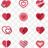 12款扁平化爱心图标矢量素材-空若网 12款扁平化爱心图标矢量素材-空若网