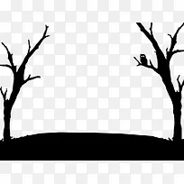 万圣节黑色树枝猫头鹰-空若网 万圣节黑色树枝猫头鹰-空若网