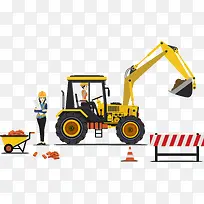 手绘建筑工程车辆挖土机素材-空若网 手绘建筑工程车辆挖土机素材-空若网