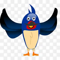 蓝色的红嘴站着的卡通鸟-空若网 蓝色的红嘴站着的卡通鸟-空若网