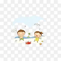 清新夏天儿童度假元素矢量素材图-空若网 清新夏天儿童度假元素矢量素材图-空若网