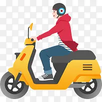 卡通夏季骑电瓶车男子插画装饰-空若网 卡通夏季骑电瓶车男子插画装饰-空若网