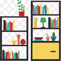 家具书架素材矢量手绘元素-空若网 家具书架素材矢量手绘元素-空若网