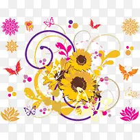 向日葵花卉插画矢量-空若网 向日葵花卉插画矢量-空若网