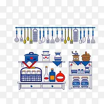 简笔彩绘厨房-空若网 简笔彩绘厨房-空若网