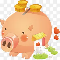 手绘卡通存钱罐素材-空若网 手绘卡通存钱罐素材-空若网