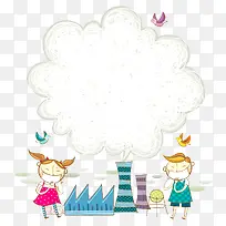 工业废气污染插画-空若网 工业废气污染插画-空若网