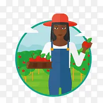 矢量收水果的果农-空若网 矢量收水果的果农-空若网