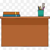 开学季卡通棕色桌子-空若网 开学季卡通棕色桌子-空若网