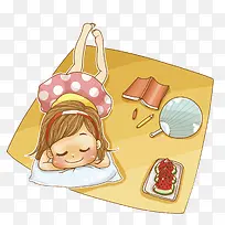 手绘可爱睡觉小女孩-空若网 手绘可爱睡觉小女孩-空若网