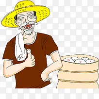 手绘卖馒头的老爷爷-空若网 手绘卖馒头的老爷爷-空若网