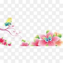 手绘桃花蝴蝶装饰背景设计-空若网 手绘桃花蝴蝶装饰背景设计-空若网