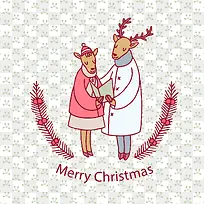 矢量浪漫圣诞节麋鹿插画-空若网 矢量浪漫圣诞节麋鹿插画-空若网