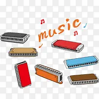 手绘口琴矢量-空若网 手绘口琴矢量-空若网