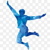 男孩跳跃水彩插画-空若网 男孩跳跃水彩插画-空若网
