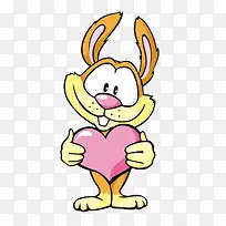 拿着爱心的卡通手绘兔子-空若网 拿着爱心的卡通手绘兔子-空若网