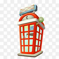 卡通可爱矢量电话亭红色素材-空若网 卡通可爱矢量电话亭红色素材-空若网