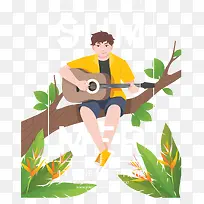 树枝上弹吉他的人-空若网 树枝上弹吉他的人-空若网