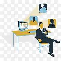 扁平风商务男士喝咖啡-空若网 扁平风商务男士喝咖啡-空若网